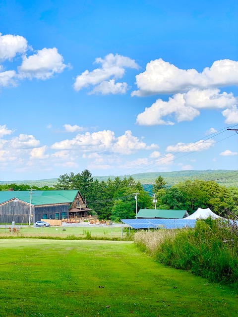 Solar array walk at FLX Glamping on the vineyard property